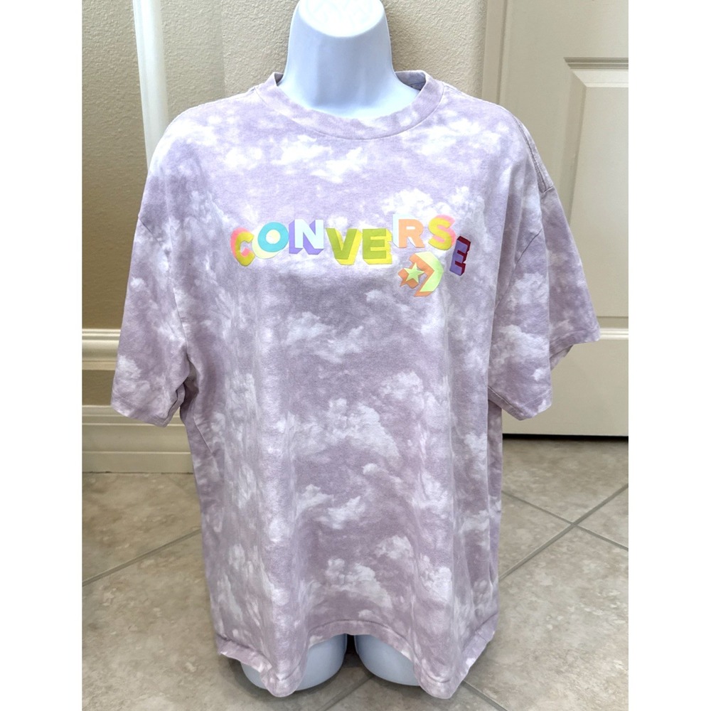 Converse Purple Clouds Men's Tee Size Medium T Shirt Spell out Comfort Casual